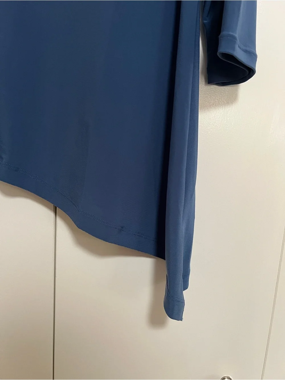 Roz & Ali Blue Tunic 3/4 Sleeve Asymmetrical Shark Bite Hem Women’s Blouse Sz XL